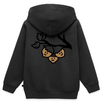Drei Haselnüsse am Ast - Kinder Premium Organic Zip Hoodie - Schwarz - Hinten - AI Model Kid Male (0cm)