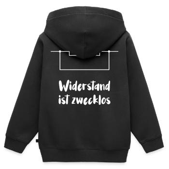 Widerstand ist zwecklos - Kinder Premium Organic Zip Hoodie - Schwarz - Hinten - AI Model Kid Male (0cm)