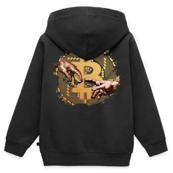 Donner Bitcoin - Sweat Premium à capuche zippé enfant bio - noir - Dos - AI Model Kid Male (0cm)