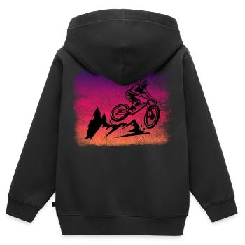Downhill VTT simple trail - Sweat Premium à capuche zippé enfant bio - noir - Dos - AI Model Kid Male (0cm)