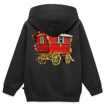 vardo Karawane, Leiste handgefertigte Wagen - Kinder Premium Organic Zip Hoodie - Schwarz - Hinten - AI Model Kid Male (0cm)