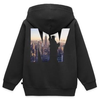 New York NYC Freiheitsstatue - Kinder Premium Organic Zip Hoodie - Schwarz - Hinten - AI Model Kid Male (0cm)