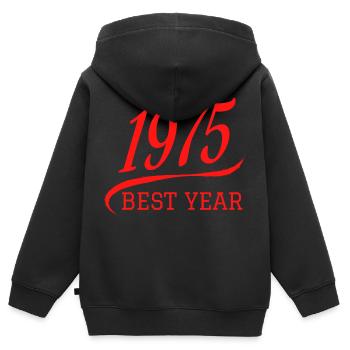 1975 Best Year College and University Sports - Sweat Premium à capuche zippé enfant bio - noir - Dos - AI Model Kid Male (0cm)