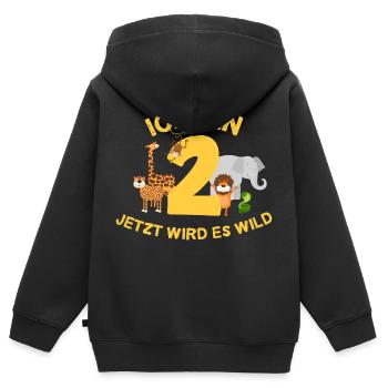 Ich bin 2 Jahre 2. Geburtstag Geschenk - Kinder Premium Organic Zip Hoodie - Schwarz - Hinten - AI Model Kid Male (0cm)