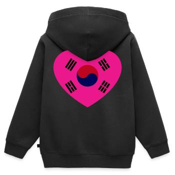 Liebe Korea - Kinder Premium Organic Zip Hoodie - Schwarz - Hinten - AI Model Kid Male (0cm)