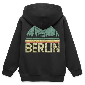 Berlin Skyline Vintage - Kinder Premium Organic Zip Hoodie - Schwarz - Hinten - AI Model Kid Male (0cm)