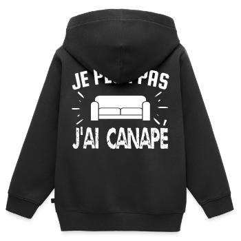 je peux pas j'ai canapé - Sweat Premium à capuche zippé enfant bio - noir - Dos - AI Model Kid Male (0cm)