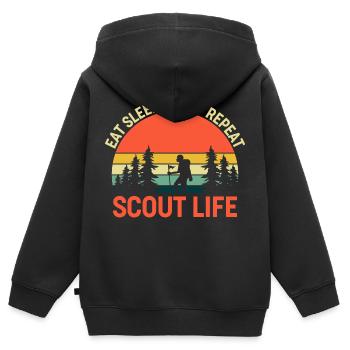 Essen Schlaf Scout wiederholen Scout Leben - Kinder Premium Organic Zip Hoodie - Schwarz - Hinten - AI Model Kid Male (0cm)