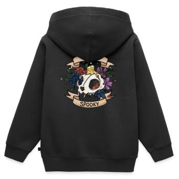 BLEIB GRUSELIG - Kinder Premium Organic Zip Hoodie - Schwarz - Hinten - AI Model Kid Male (0cm)