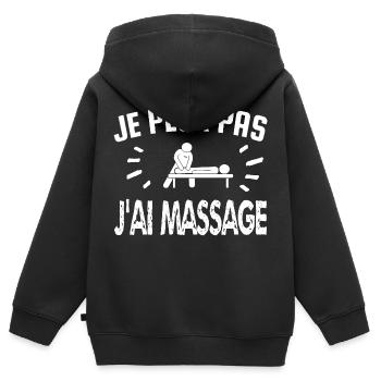 je peux pas j'ai massage - Sweat Premium à capuche zippé enfant bio - noir - Dos - AI Model Kid Male (0cm)