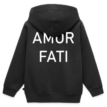 Amor Fati - Liebe dein Schicksal - Nietzsche - Kinder Premium Organic Zip Hoodie - Schwarz - Hinten - AI Model Kid Male (0cm)