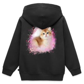kitten,cat,kitten,graffiti,painting - Kids Premium Organic Zip-up Hoodie - black - Back - AI Model Kid Male (0cm)