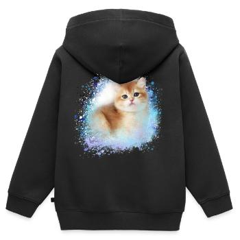 kitten,cat,kitten,graffiti,painting - Kids Premium Organic Zip-up Hoodie - black - Back - AI Model Kid Male (0cm)