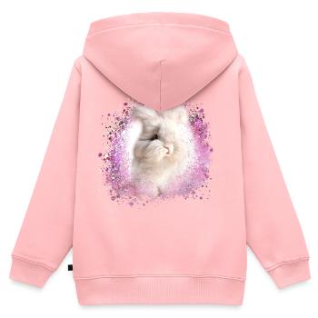 lapin angora, lapin, graffiti, rose, lapin - Sweat Premium à capuche zippé enfant bio - rose - Dos - AI Model Kid Female (0cm)