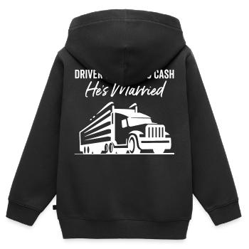 Fahrer trägt kein Bargeld Er ist verheiratet - Kinder Premium Organic Zip Hoodie - Schwarz - Hinten - AI Model Kid Male (0cm)