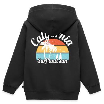 kalifornische Brandung und Sonne - Kinder Premium Organic Zip Hoodie - Schwarz - Hinten - AI Model Kid Male (0cm)
