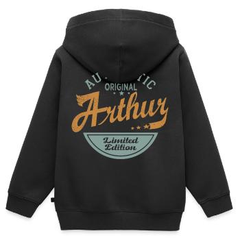 Arthur Vorname Geschenk Personalisiertes T-Shirt Arthur - Kinder Premium Organic Zip Hoodie - Schwarz - Hinten - AI Model Kid Male (0cm)