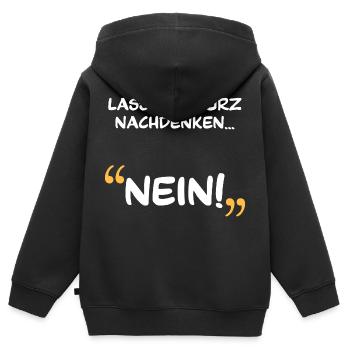 Nein! Nein Shirt - Kinder Premium Organic Zip Hoodie - Schwarz - Hinten - AI Model Kid Male (0cm)
