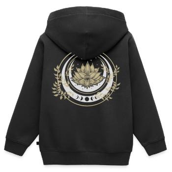 Moon Lotus Flower - Kids Premium Organic Zip-up Hoodie - black - Back - AI Model Kid Male (0cm)