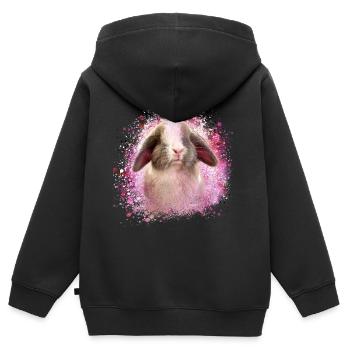 lapin, lapin, bleu, graffiti, peinture, - Sweat Premium à capuche zippé enfant bio - noir - Dos - AI Model Kid Male (0cm)
