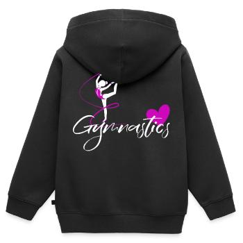turnen bodenturnen rhytmische sportgymnastik - Kinder Premium Organic Zip Hoodie - Schwarz - Hinten - AI Model Kid Male (0cm)
