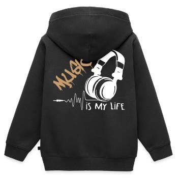 Music Is My Life - Kinder Premium Organic Zip Hoodie - Schwarz - Hinten - AI Model Kid Male (0cm)