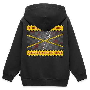 Die Toilette ist kein Tatort - Kinder Premium Organic Zip Hoodie - Schwarz - Hinten - AI Model Kid Male (0cm)