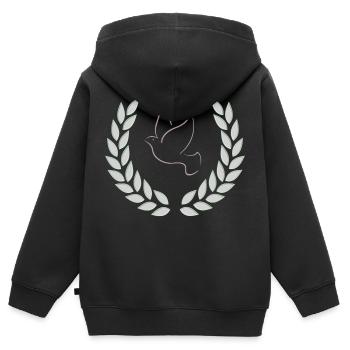 Friede - Kinder Premium Organic Zip Hoodie - Schwarz - Hinten - AI Model Kid Male (0cm)