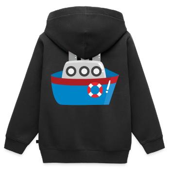 Schiff - Kinder Premium Organic Zip Hoodie - Schwarz - Hinten - AI Model Kid Male (0cm)