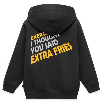Exercice Extra Fries Citation - Sweat Premium à capuche zippé enfant bio - noir - Dos - AI Model Kid Male (0cm)