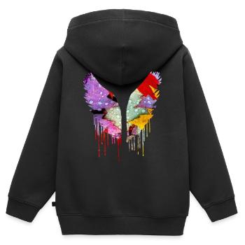 angelwings,flügel,aquarell,bunt,engelsflügel - Kinder Premium Organic Zip Hoodie - Schwarz - Hinten - AI Model Kid Male (0cm)