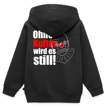 Ohne Kultur wird es still! - Kinder Premium Organic Zip Hoodie - Schwarz - Hinten - AI Model Kid Male (0cm)