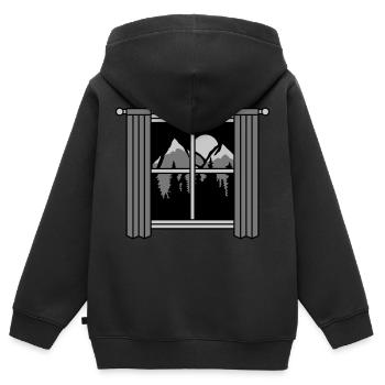 Mond Berge Aussicht Fenster - Kinder Premium Organic Zip Hoodie - Schwarz - Hinten - AI Model Kid Male (0cm)