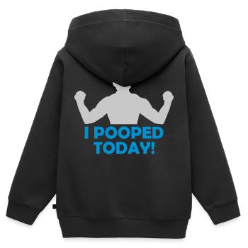 J’ai fait caca aujourd’hui citation - Sweat Premium à capuche zippé enfant bio - noir - Dos - AI Model Kid Male (0cm)