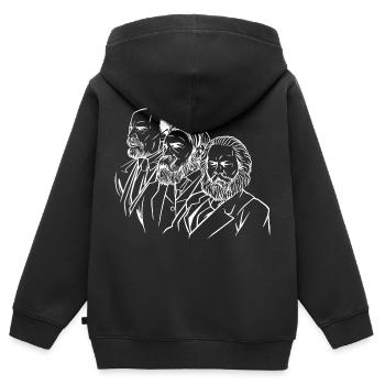 marx engels lenin heads statues communism sickle - Kids Premium Organic Zip-up Hoodie - black - Back - AI Model Kid Male (0cm)