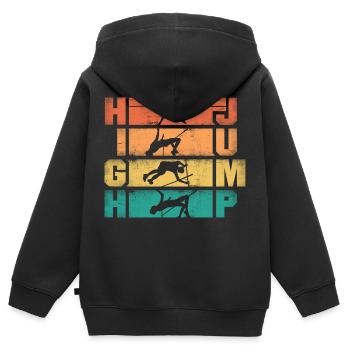 Saut en hauteur Sauteur Athlétisme - Sweat Premium à capuche zippé enfant bio - noir - Dos - AI Model Kid Male (0cm)