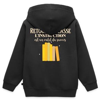 Retour en classe - Sweat Premium à capuche zippé enfant bio - noir - Dos - AI Model Kid Male (0cm)