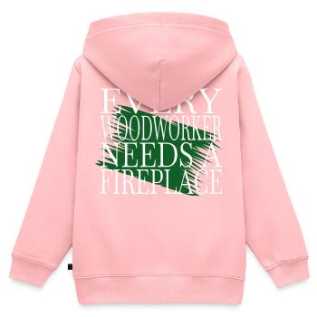 charpentier a vu des dictons - Sweat Premium à capuche zippé enfant bio - rose - Dos - AI Model Kid Female (0cm)
