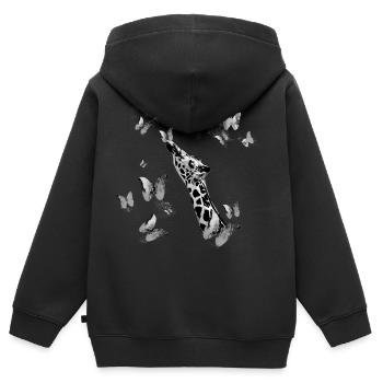 giraffe, schmetterlinge,hals,fliegen,bunt,malerei - Kinder Premium Organic Zip Hoodie - Schwarz - Hinten - AI Model Kid Male (0cm)