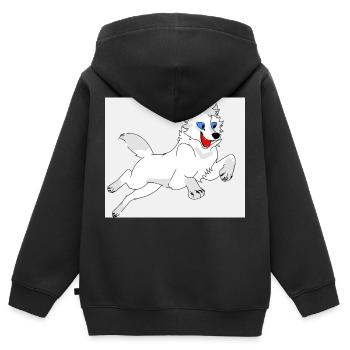 springender Wolf - Kinder Premium Organic Zip Hoodie - Schwarz - Hinten - AI Model Kid Male (0cm)