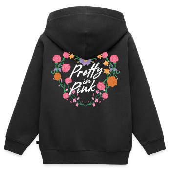 Pretty In Pink - Kinder Premium Organic Zip Hoodie - Schwarz - Hinten - AI Model Kid Male (0cm)