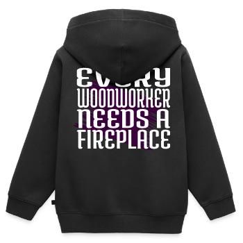 casque de sécurité de blague de menuiserie - Sweat Premium à capuche zippé enfant bio - noir - Dos - AI Model Kid Male (0cm)