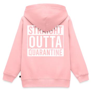 Straight outta quarantine white - Kinder Premium Organic Zip Hoodie - Rosa - Hinten - AI Model Kid Female (0cm)