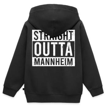 Straight outta Mannhein White - Kinder Premium Organic Zip Hoodie - Schwarz - Hinten - AI Model Kid Male (0cm)