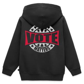votre vote compte citation - Sweat Premium à capuche zippé enfant bio - noir - Dos - AI Model Kid Male (0cm)