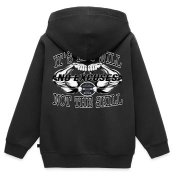 C’est la volonté pas la compétence, il n’y a pas d’excuse... - Sweat Premium à capuche zippé enfant bio - noir - Dos - AI Model Kid Male (0cm)