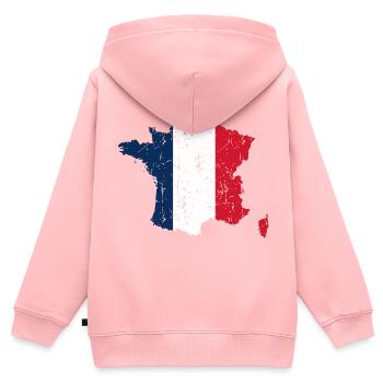 France Map Flag Vintage - Kids Premium Organic Zip-up Hoodie - rose - Back - AI Model Kid Female (0cm)