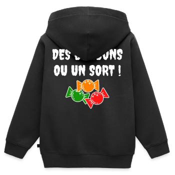 Des bonbons ou un sort - Sweat Premium à capuche zippé enfant bio - noir - Dos - AI Model Kid Male (0cm)