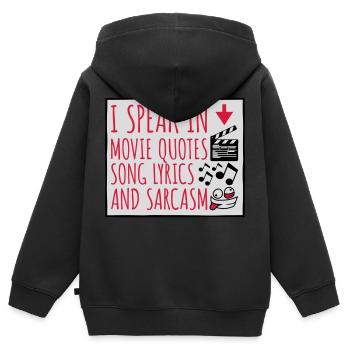 speak lyrics and sarcasm - Kids Premium Organic Zip-up Hoodie - black - Back - AI Model Kid Male (0cm)
