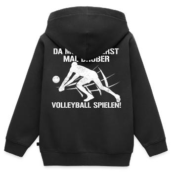 Erst Volleyball - Volleyballer Beach Volleyball - Kinder Premium Organic Zip Hoodie - Schwarz - Hinten - AI Model Kid Male (0cm)
